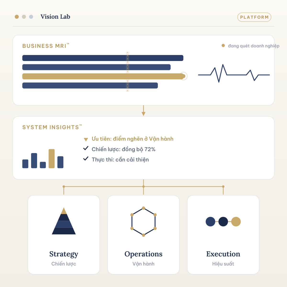 Giao diện nền tảng VisionLab — Business MRI™ & System Insights™